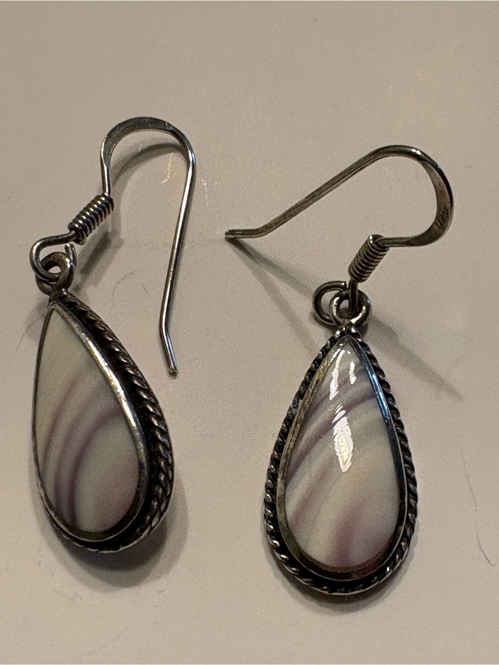 Wampum shell silver earrings